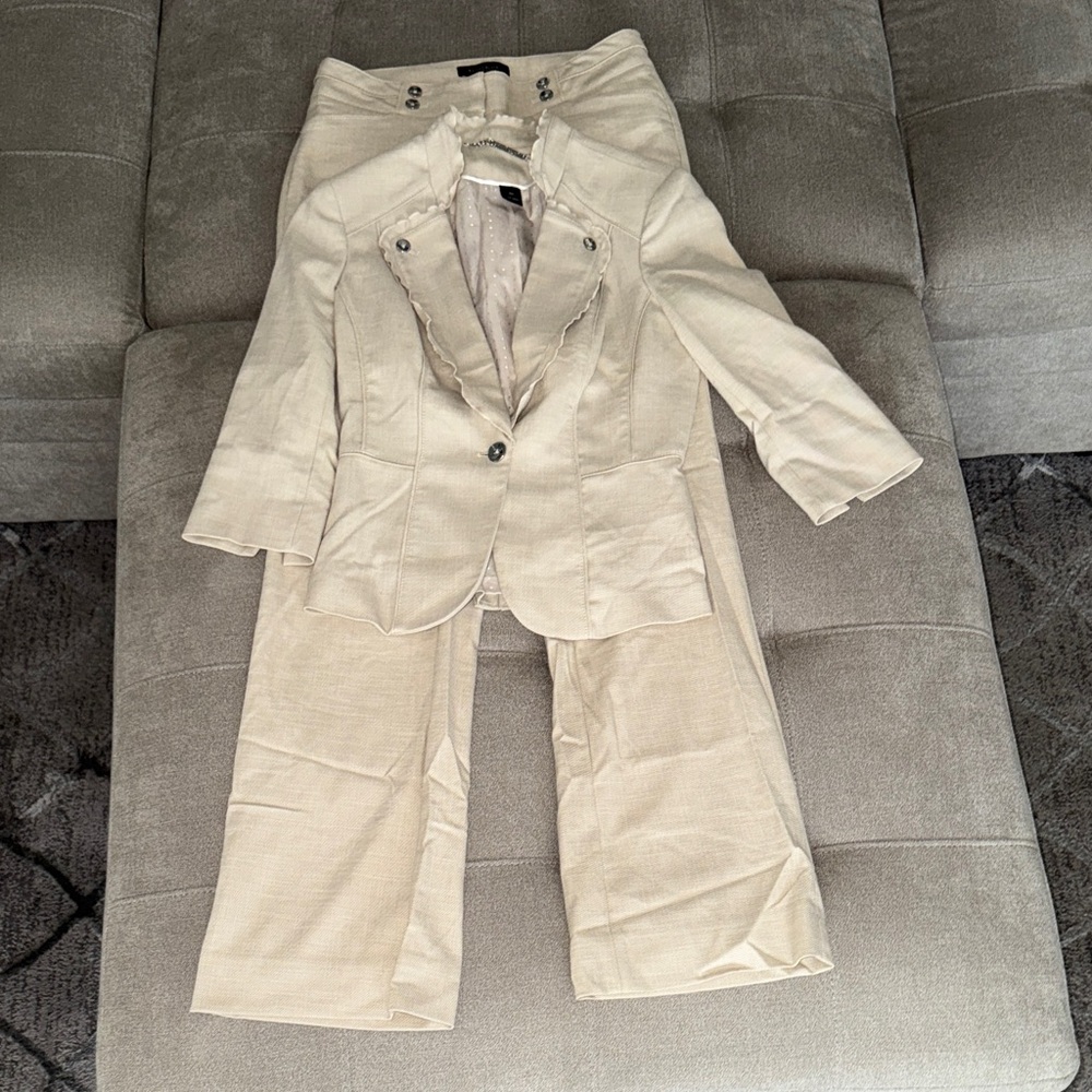White House Black Marker Cream Blazer and Pants Set